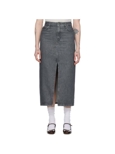 FILIPPA K Gray Long Slit Denim Maxi Skirt