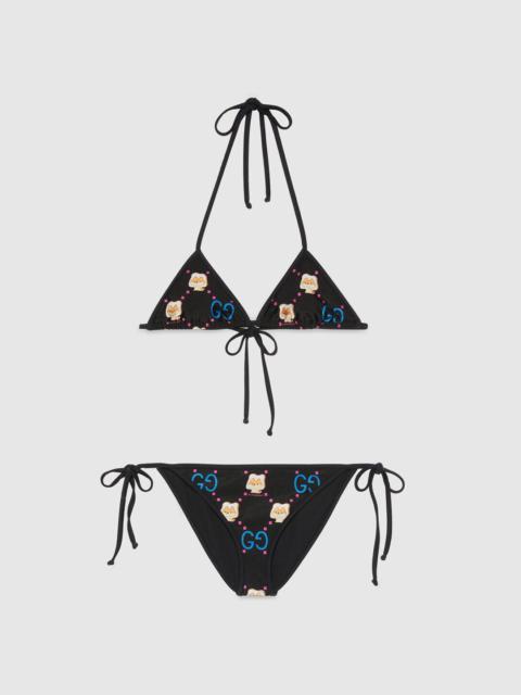 GUCCI GG animal print sparkling jersey bikini