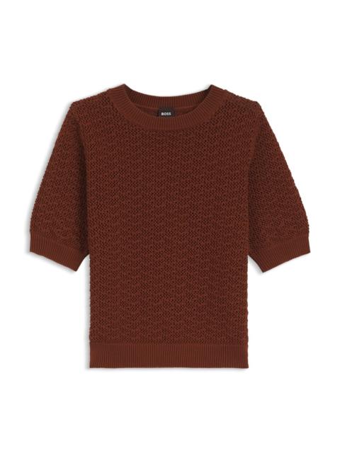 BOSS COTTON SWEATER WITH MICRO-LACE STRUCTURE