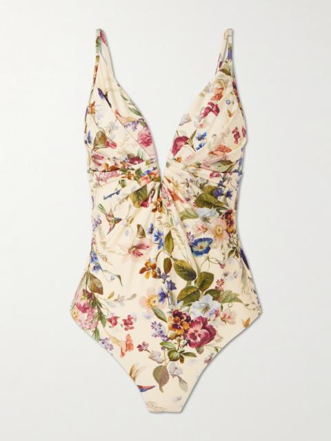 Zimmermann Patience Pleated Floral-print Swimsuit