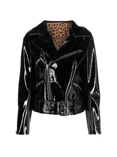 glossy faux leather jacket