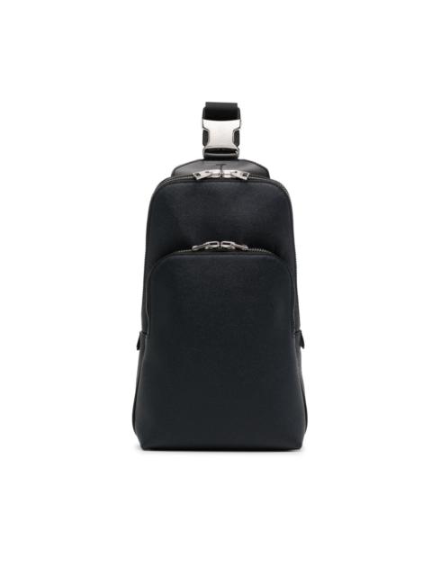 logo-buckle leather backpack