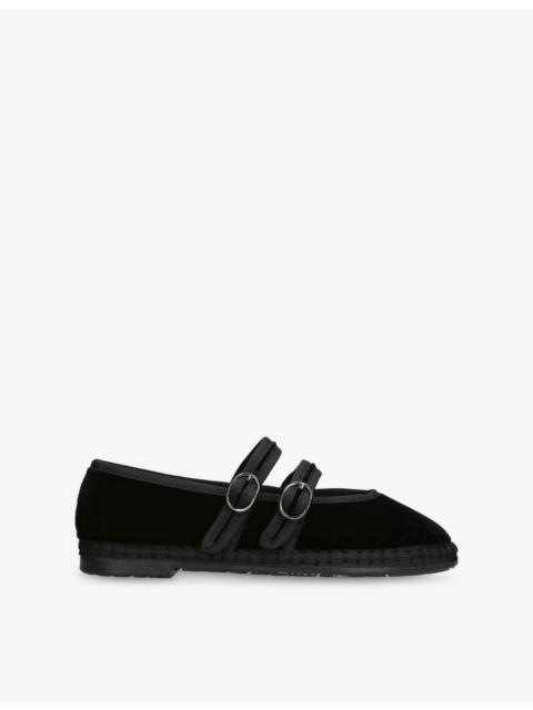 FLABELUS Claire Velvet Mary-Jane Flats