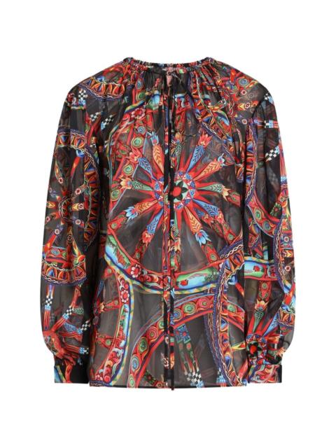 Dolce & Gabbana Carretto-print devoré twill top