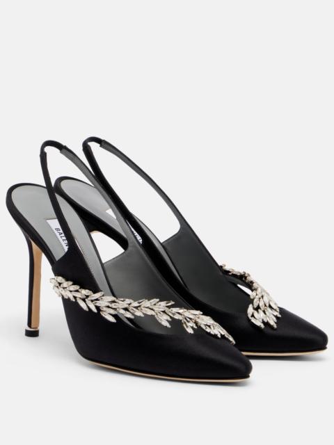 BALENCIAGA x Manolo Blahnik satin slingback pumps