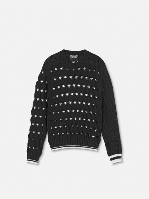 VERSACE JEANS COUTURE Cutout Cable-Knit Sweater