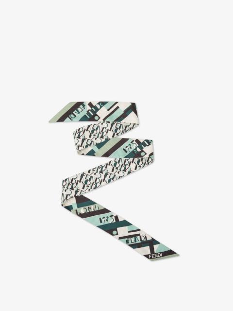 FENDI Wrappy Multicolor printed silk narrow scarf