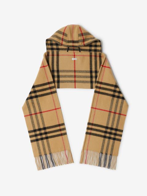 Burberry Check Wool Cashmere Hooded Scarf