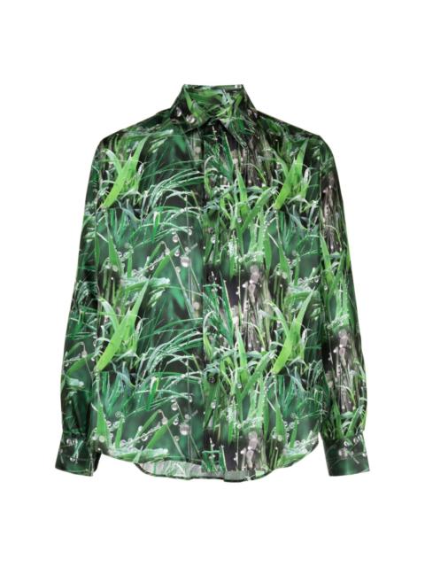grass-print silk shirt