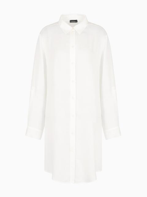 EMPORIO ARMANI BEACHWEAR SHIRT DRESS WITH LOGO-LACE DETAILS