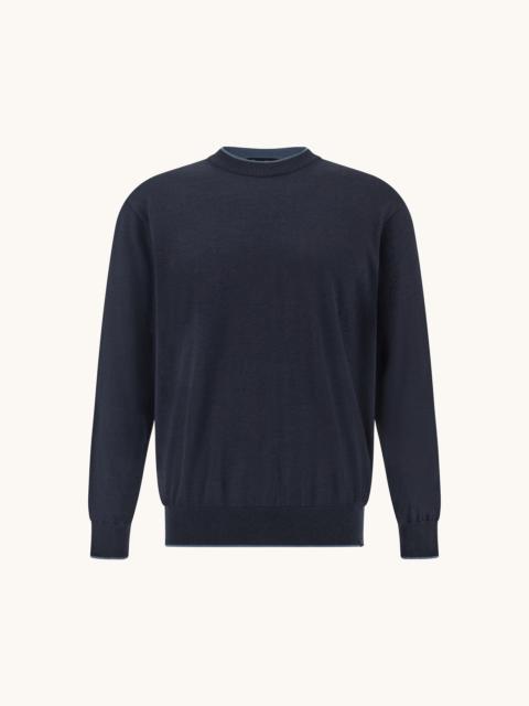 Paul & Shark CREW‑NECK SWEATER IN WOOL AND SILK WITH DOUBLE BICOLOR COLLAR