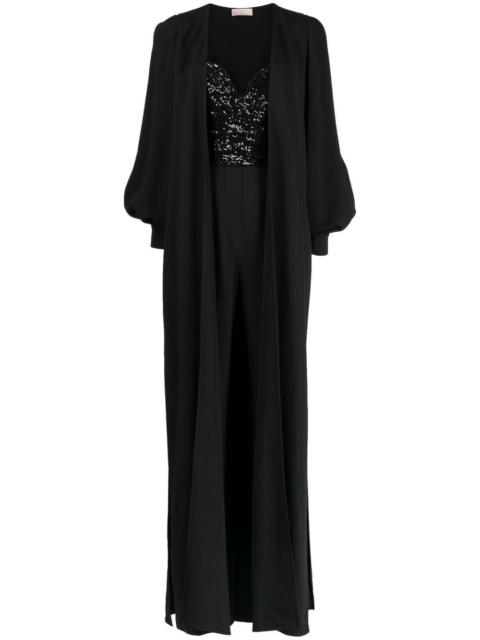 ELIE SAAB cape-detail sequined jumpsuit