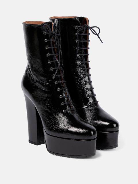 Leather platform ankle boots