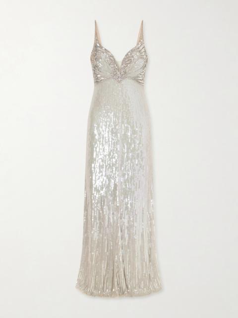 JENNY PACKHAM Crystal-embellished Sequined Tulle Gown