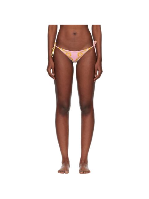 VERSACE Yellow & Pink Printed Bikini Bottom