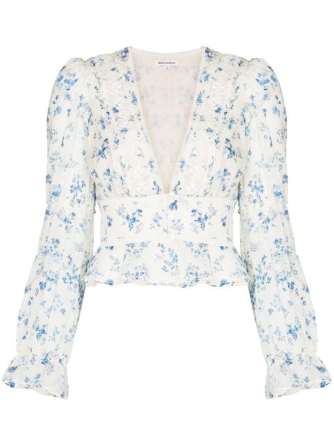 Reformation Meadowlark V-neck cropped blouse