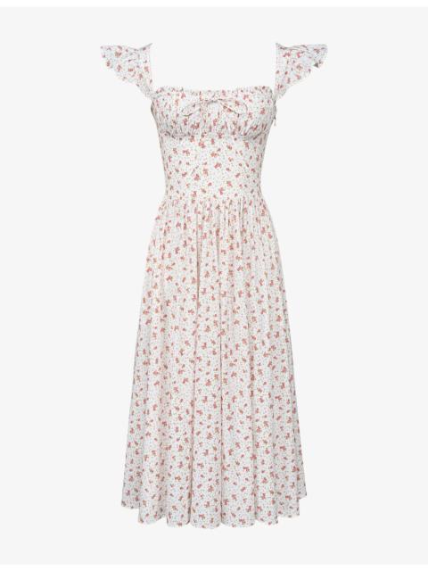 House of CB Livia Rose-Print Stretch-Cotton Midi Sundress