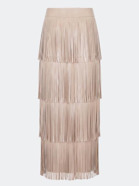 SIMONMILLER Za Za Vegan Leather Fringe Skirt In Ecru