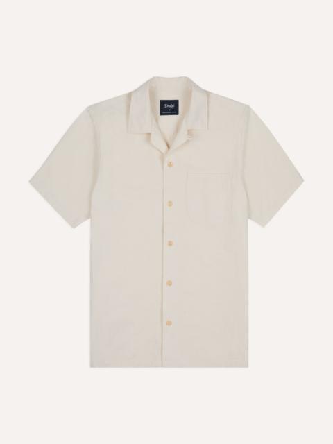 Drake's Ecru Cotton-Hemp Camp Collar Short Sleeve Shirt