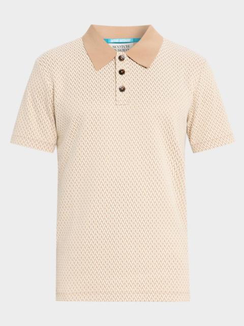 SCOTCH & SODA Men's Collared Short-Sleeve Jacquard Shirt