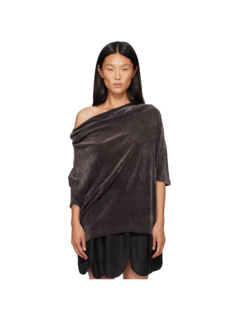 OPEN YY Gray Velvet Cowl Neck T-shirt