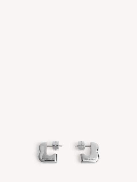 BALENCIAGA B Block Earrings in Shiny Silver