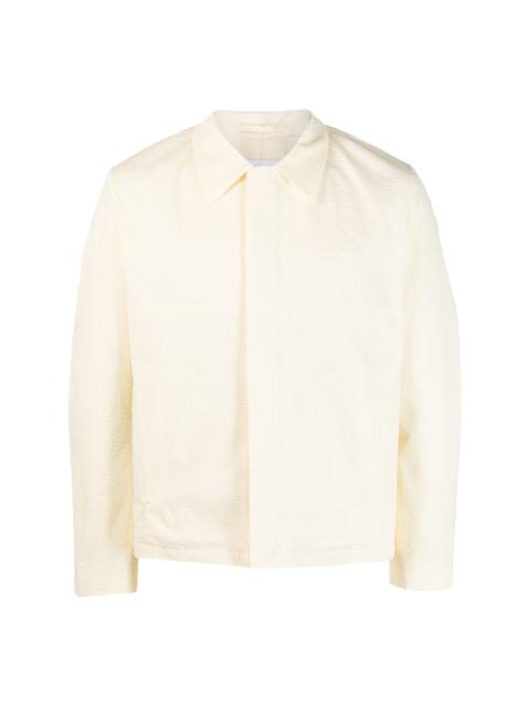 buttoned cotton-blend shirt jacket