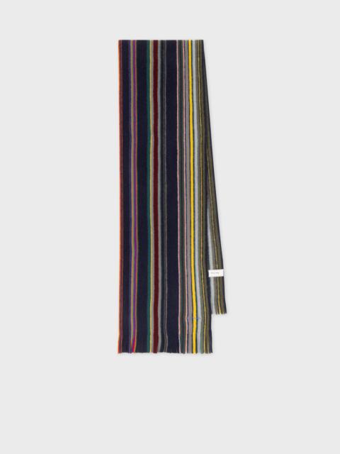 Paul Smith Navy Merino Wool Multistripe Scarf