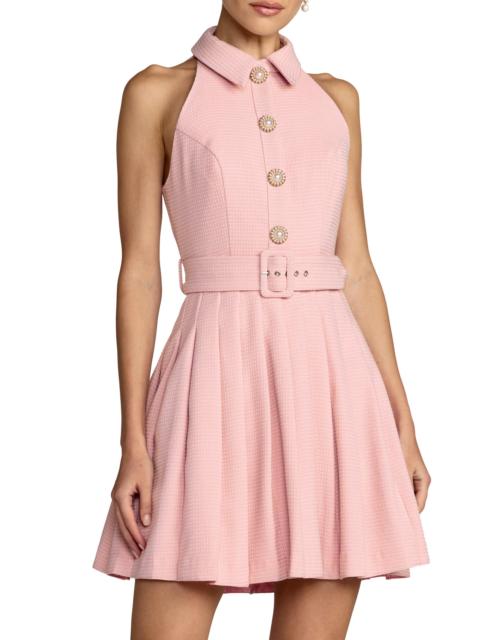 MAC DUGGAL Women's Bouclé Pleated Button-Front Minidress - Blush