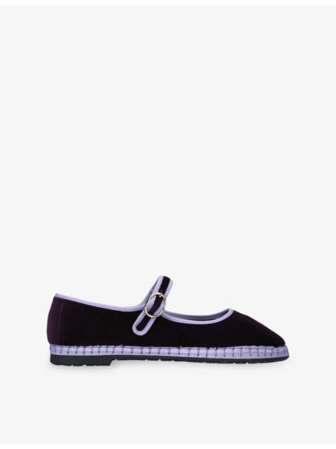 FLABELUS Linton Velvet Mary-Jane Flats