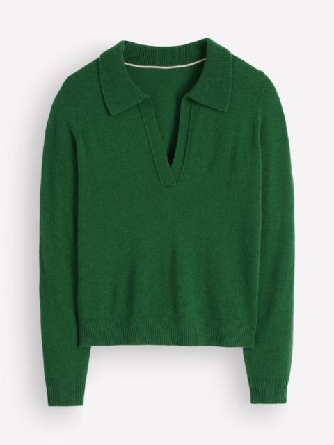 BODEN Elsie Cashmere Henley Sweater-Fresh Green