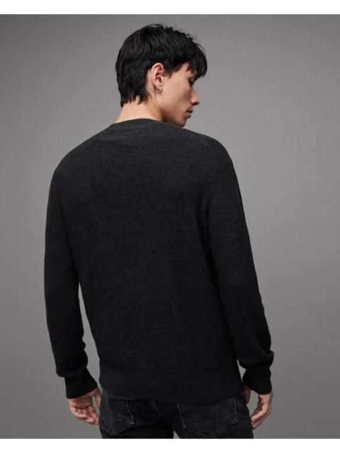 ALLSAINTS ASPEN WAFFLE CREW NECK RAMSKULL SWEATER