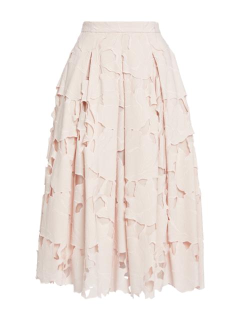 Erdem Cutout Cotton Blend Pleated Midi Skirt light pink