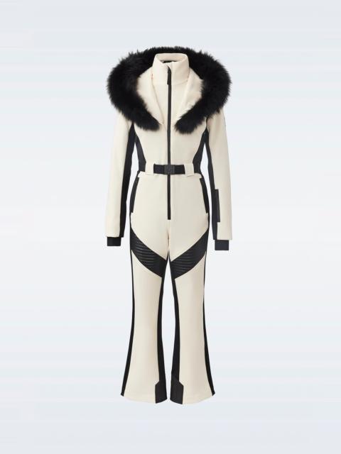MACKAGE ELLE-Z Techno fleece ski suit with removable hood and fur trim