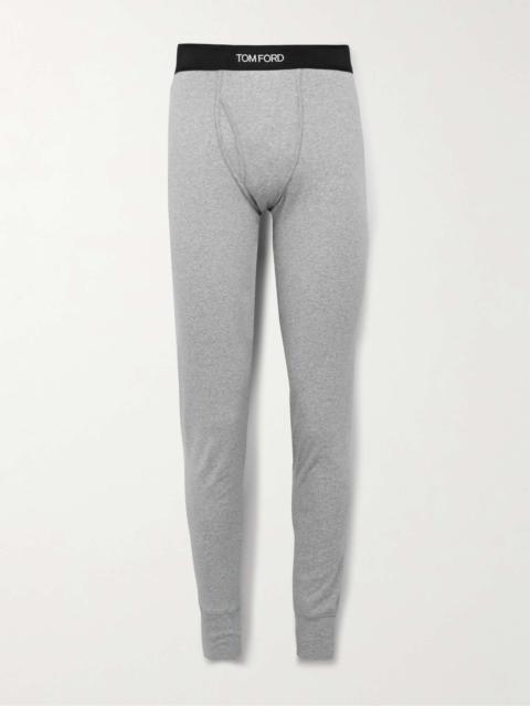 TOM FORD Grosgrain-Trimmed Stretch-Cotton Jersey Long Johns