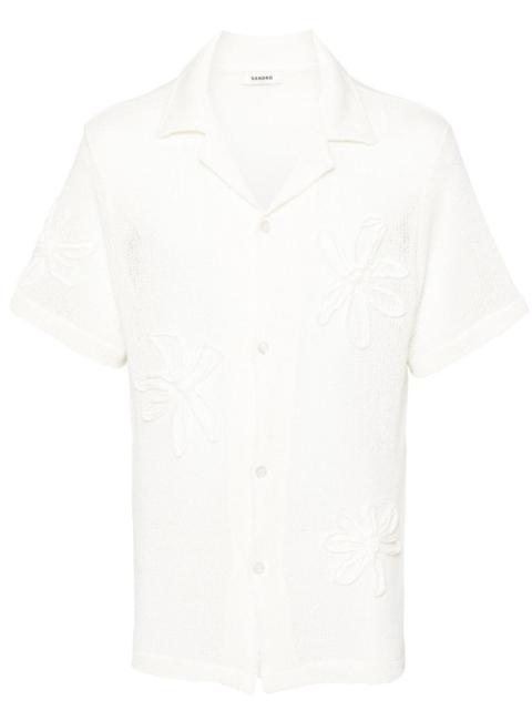 Sandro floral-appliquÃ© crochet shirt