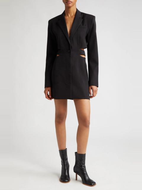 JACQUEMUS La Robe Bari Cutout Long Sleeve Cotton & Linen Blazer Minidress