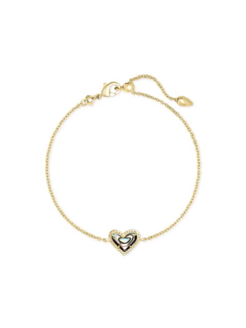 KENDRA SCOTT Ari Heart Gold Chain Bracelet in Abalone Shell