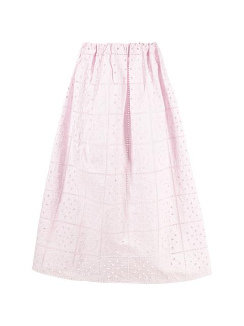 broderie-anglaise straight skirt