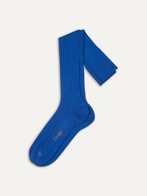 Drake's Royal Blue Cotton Over-the-Calf Socks