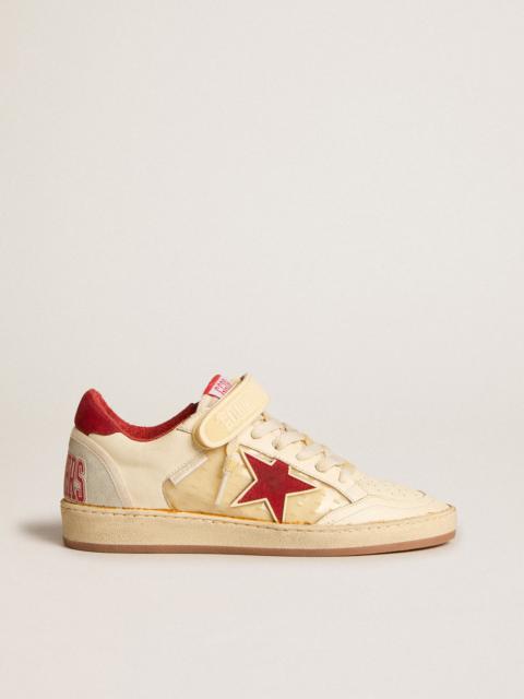 Women’s Ball Star LAB in cream-colored nappa with red suede star