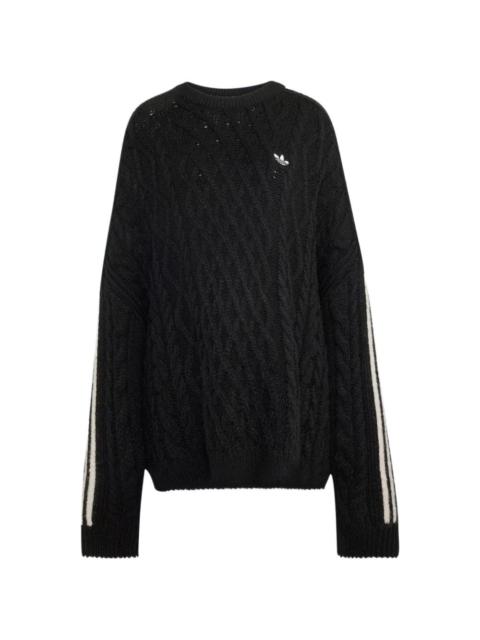 adidas cable-knit side-stripe sweater