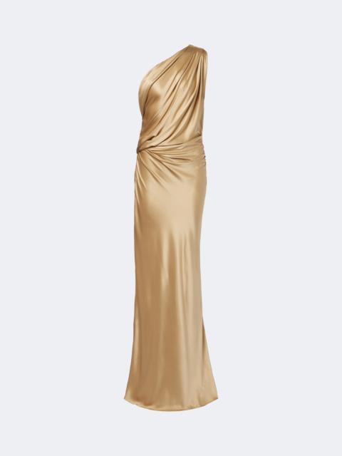 THE SEI One-shoulder draped silk satin gown