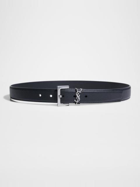 SAINT LAURENT YSL Grained Leather Belt
