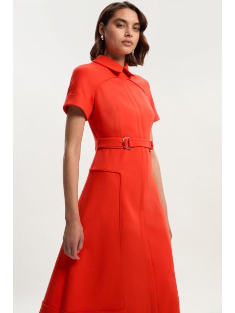 KAREN MILLEN Compact Stretch Tab Detail Full Skirted Midi Dress