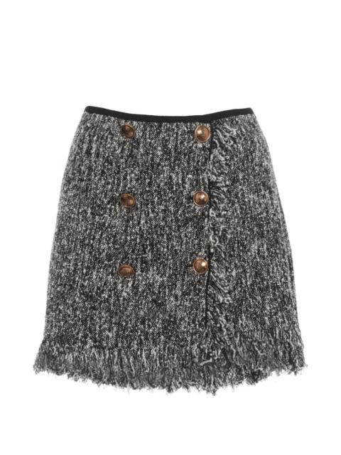 ELISABETTA FRANCHI double-breasted frayed mini skirt