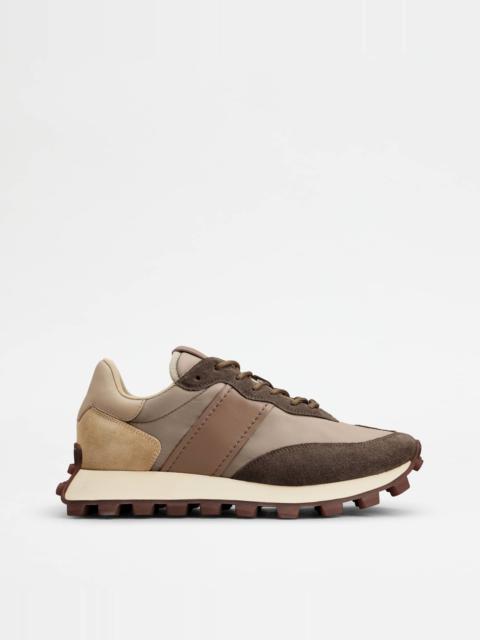 SNEAKERS TOD'S 1T IN SUEDE AND FABRIC - BROWN, OFF WHITE