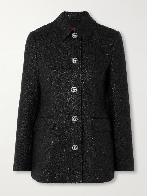 GUCCI Embellished metallic tweed jacket Black