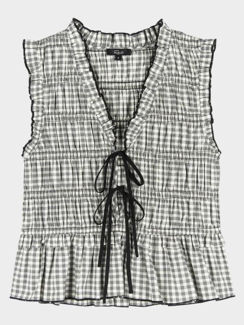 Rails Martine Gingham Tie-Front Blouse