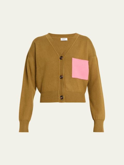 zomer Colorblock Cropped V-Neck Cardigan